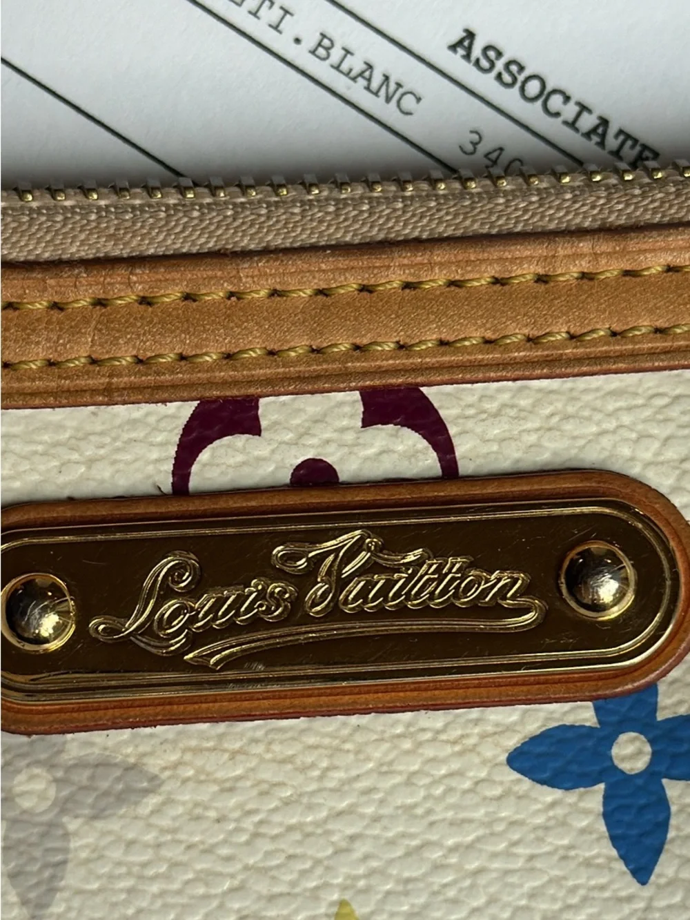 Louis Vuitton White Multicolor Monogram Mini wristlet clutch milla  Gold Chain